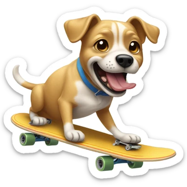 dog eating noodles on a skate board sticker