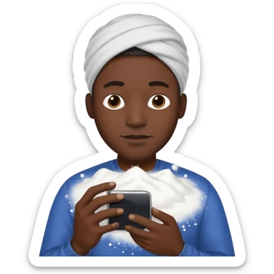 black man holding a phone with three lines of coke on it horizontally  sticker