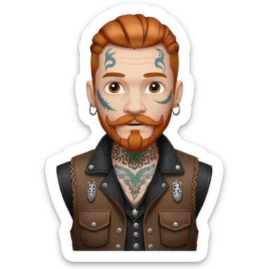 dark ginger braids man very white mustache old very tattoed with the whitest mustache ever sticker