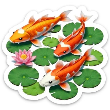koi and lotus pond sticker