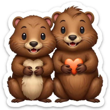 beavers in love (show their beaver teeth and tail) sticker