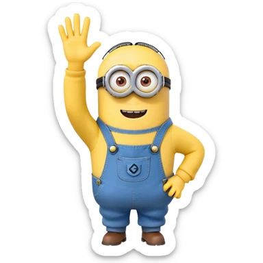 Minion character waving sticker