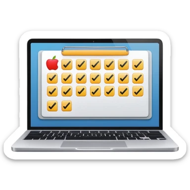 apple style emoji of a laptop showing a checklist of work tasks sticker