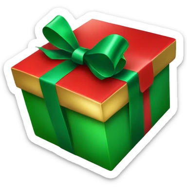 Red and green gift box gold bow sticker