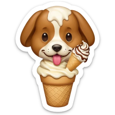 Dog eating ice cream sticker