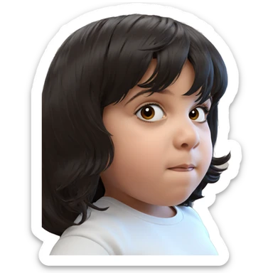 girl with brown and black hair sticker