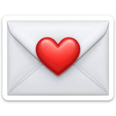 an envelope with one bright red and glossy heart coming out of it sticker