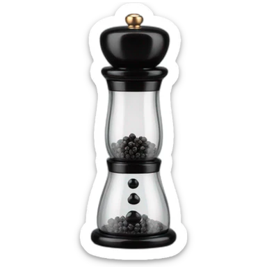 glass pepper mill with black pepper  sticker