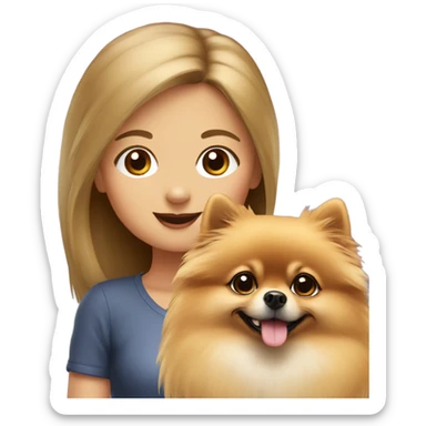 pomeranian with girl sticker