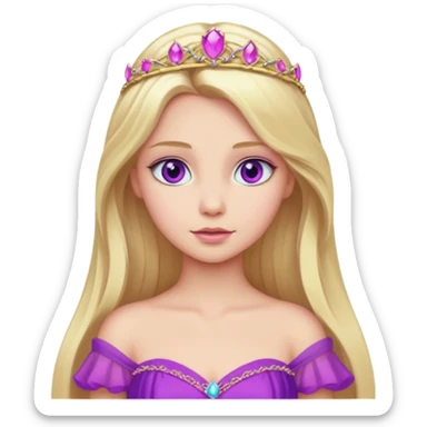 Aurora with long blonde hair, violet eyes, pink outfit sticker