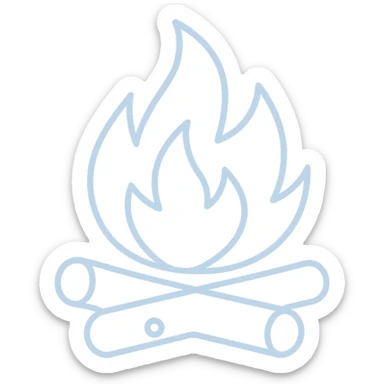 Add a minimal and clean blue tint to the white fire, with no background, keeping the look subtle and refined. sticker