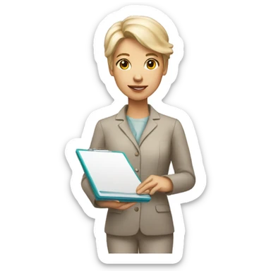 Psychotherapist holding clipboard very light skin sticker