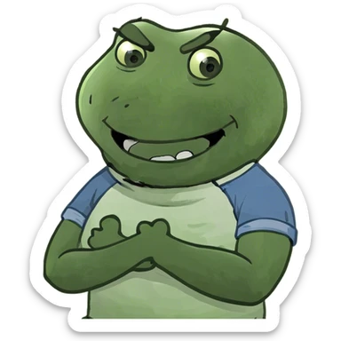 Arms crossing holding neck laughing but a bit angry  sticker