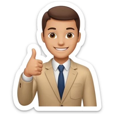 business student giving a thumbs up sticker