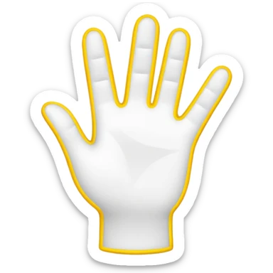 Graphic: 👋 Waving hand icon (white with yellow outline).
Animation: Hand waves back and forth.
Background: Transparent. sticker