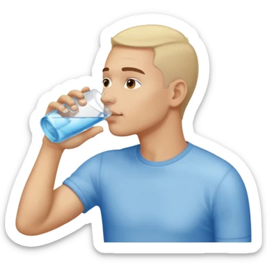 light man in profile drinking water sticker