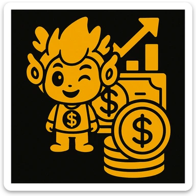 An icon with yellow tone, meaning Finance, request to pay, style like the reference image, use the mascot sticker