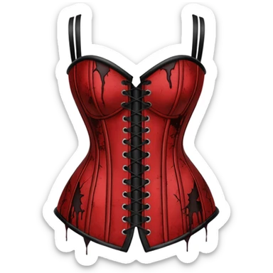 Torn silk corset with dried blood marks, gothic erotic relic sticker