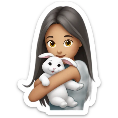 girl with cute gey rabbit sticker