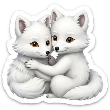 But white and arctic fox embracing sticker