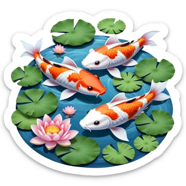 romantic koi and lotus pond sticker