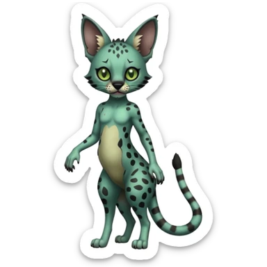 Dark-deep-blackish-Greenish Zombie-serval, full body sticker