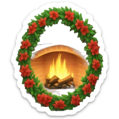 Brick Fireplace with wreath  sticker