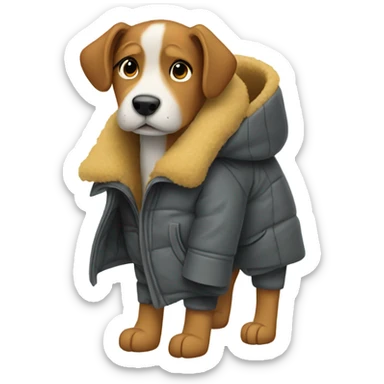 Dog wearing a coat and boots sticker