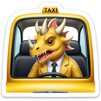 angry office triceratops in a taxi sticker