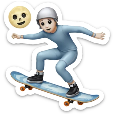 ghost skater boi sk8 boarding under a moon sticker