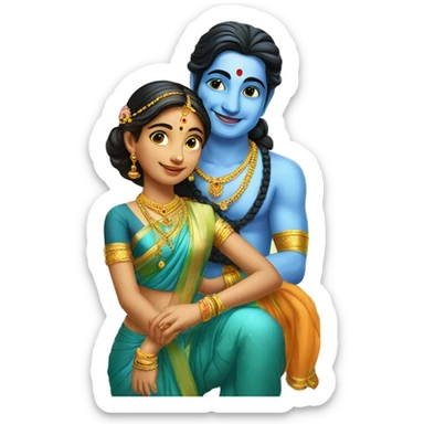 Girl with krishna ji sticker