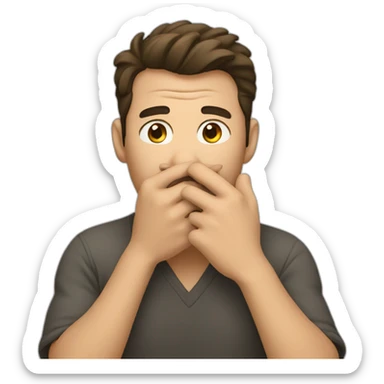 man covering mouth with hand sticker