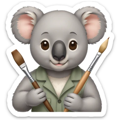 Koala artist with paintbrush in France sticker