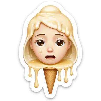 A person with 15 IQ crying over an ice cream sticker