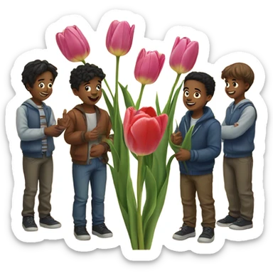 6 boys and tulip sticker