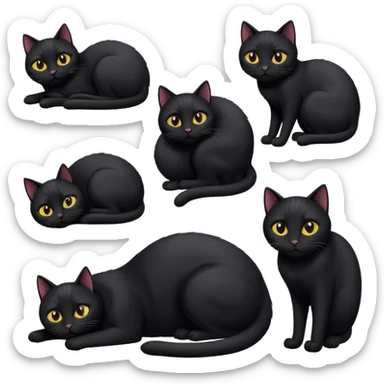 gere diferentes reações de um gato preto  sticker
