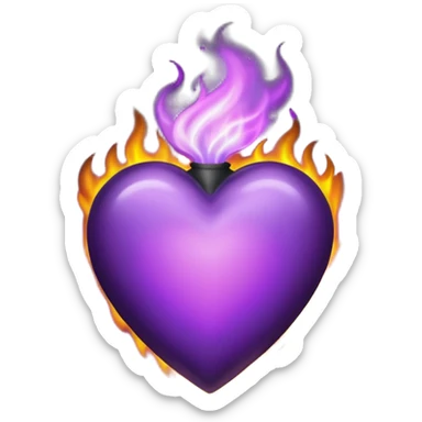 purple heart burns in black fire sticker