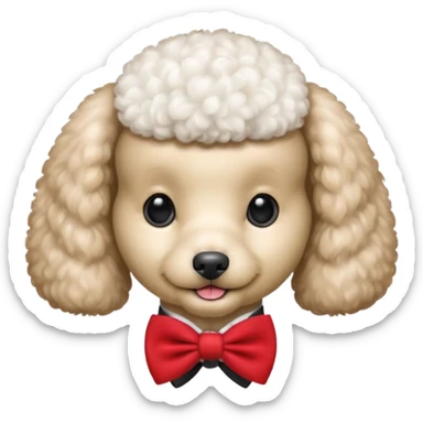 Poodle with red bow tie, half body sticker