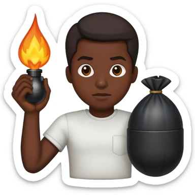 black person holding bomb  sticker