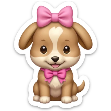 This puppy 🐶 with a pink bow, please in apple ios emoji stylem, just a head without body sticker