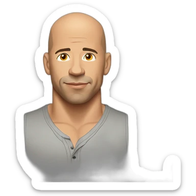 vin diesel cartoon wearing henley  sticker