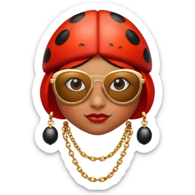 a ladybug thug with sunglasses and a necklace on sticker