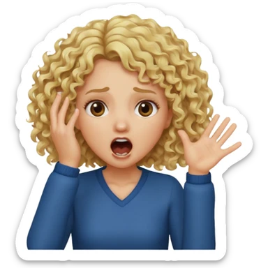 Emoji di ragazza bionda riccia che urla ma non è spaventata e mette una mano in faccia sticker