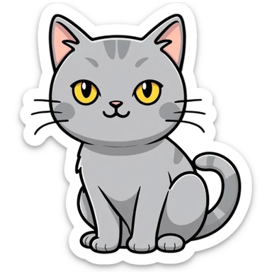 Grey cat is study (Sprunki gray) sticker
