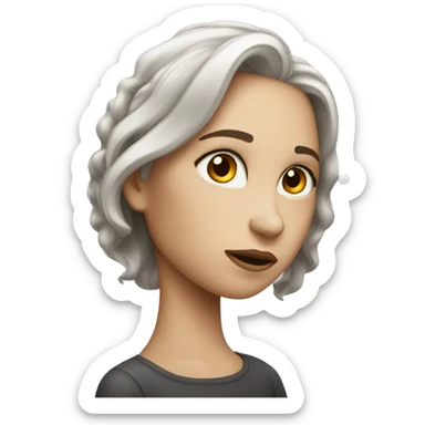 Thinking about girl with highlight in her hair white skinned  sticker