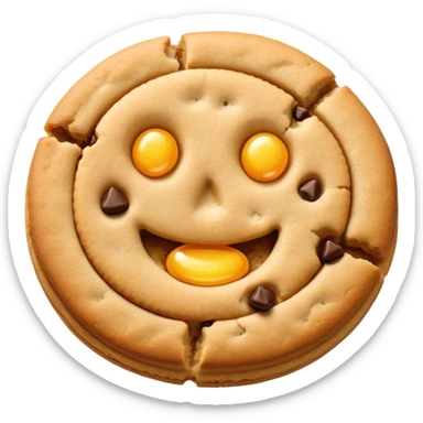 Two plain cookies, one bitten sticker