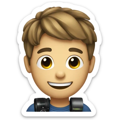 create a smiling boy emoji with camera photography sticker