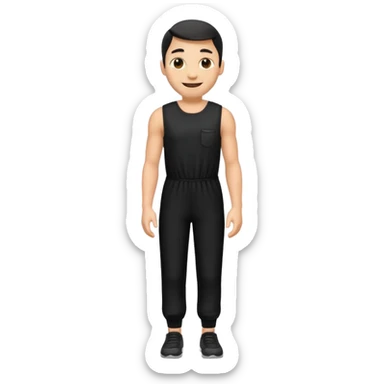 create an emoji, sleeveless fitted black jumpsuit sticker