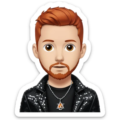 Dave Phoenix Farrell from Linkin Park with auburn hair, light skin, black sequin outfit sticker