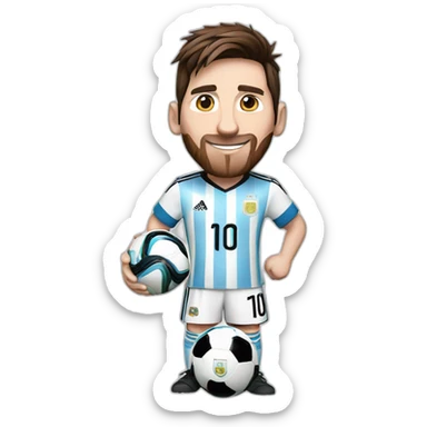 Messi holds the World Cup-wearing an Argentine jersey. sticker